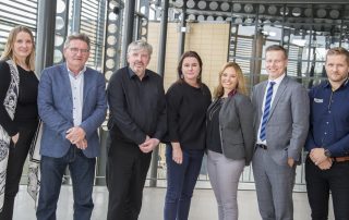 Samstarfsaðilar Verks og vits 2018, talið frá vinstri: Ingibjörg Gréta Gísladóttir, Verk og vit, Árni Jóhannsson, Samtökum iðnaðarins, Óli Jón Hertevig, Reykjavíkurborg, Rakel Pálsdóttir, Samtökum iðnaðarins, Elsa Giljan Kristjánsdóttir, Verk og vit, Pétur B. Guðmundsson, Landsbankanum og Árni Reynir Alfreðsson, BYKO